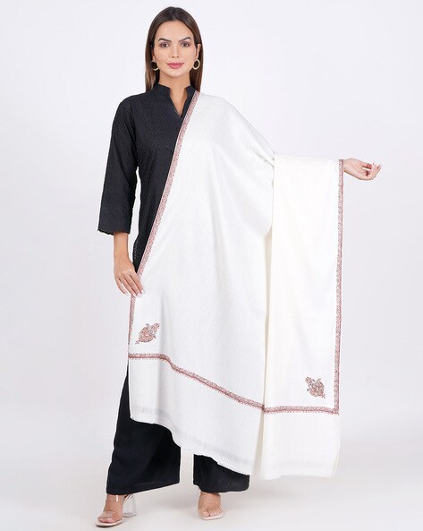 Women Embroidered Woolen Shawl Price in India