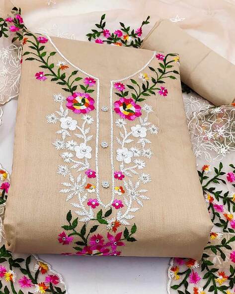 Embroidered Unstitched Dress Material Price in India