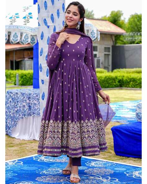 Purple colour anarkali on sale suits