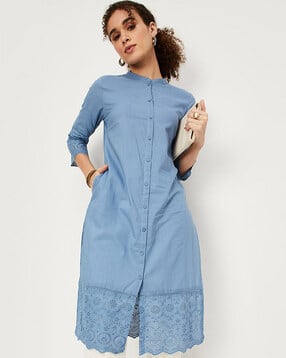 Straight Kurta with Mandarin Collar-image-44