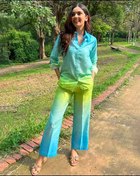 Ombre-Dyed Shirt & Pants Set