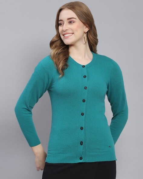 Womens teal deals cardigan sweater