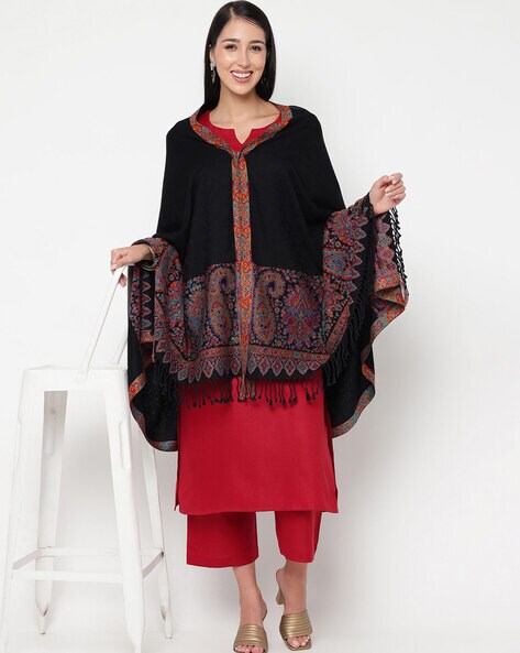 Paisley Pattern Shawl with Fringed Hems Price in India