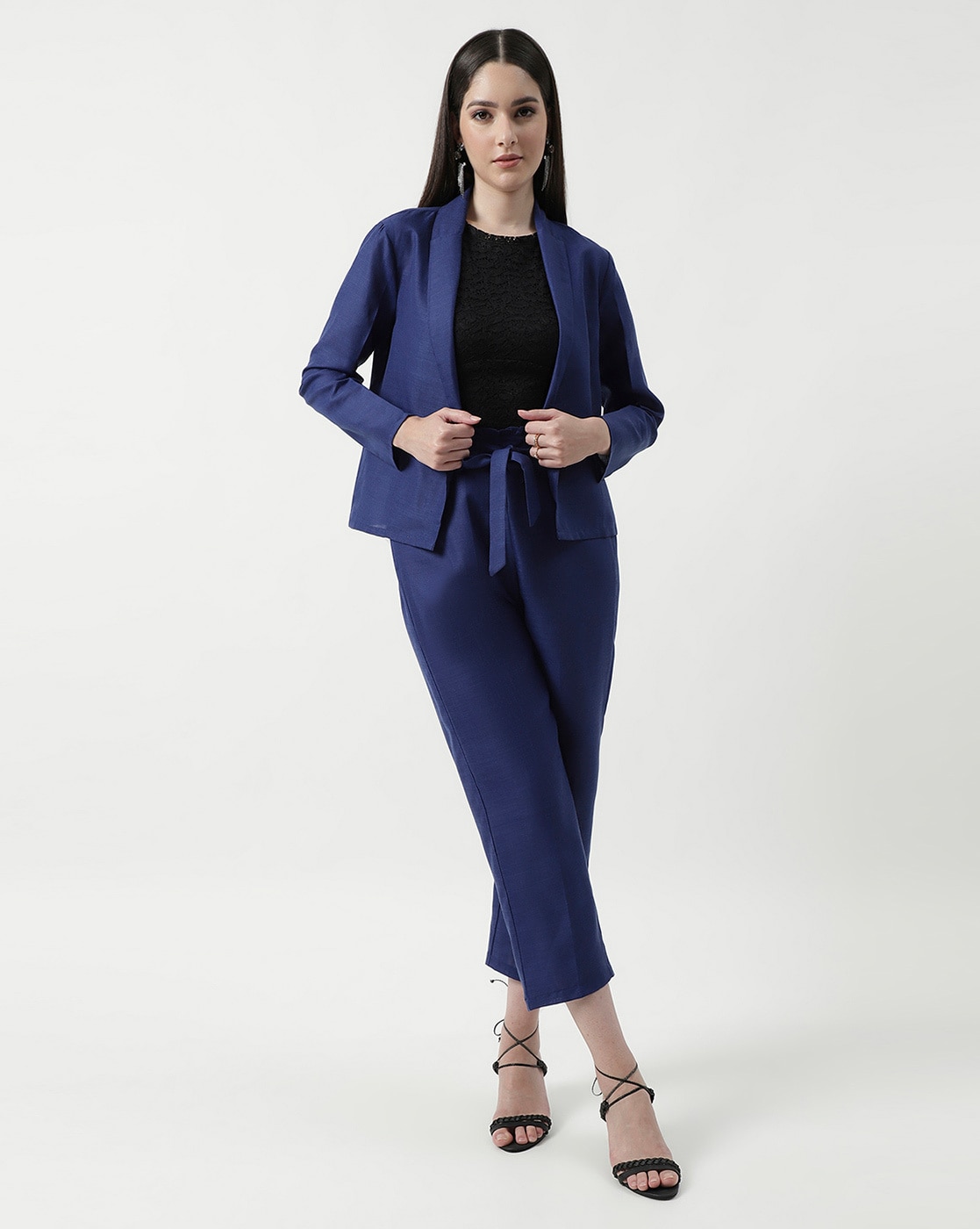 Crop Blazer And Split Wide Leg Pants Suit Set | Womens cropped blazer, Crop  blazer, Wide leg pant suit