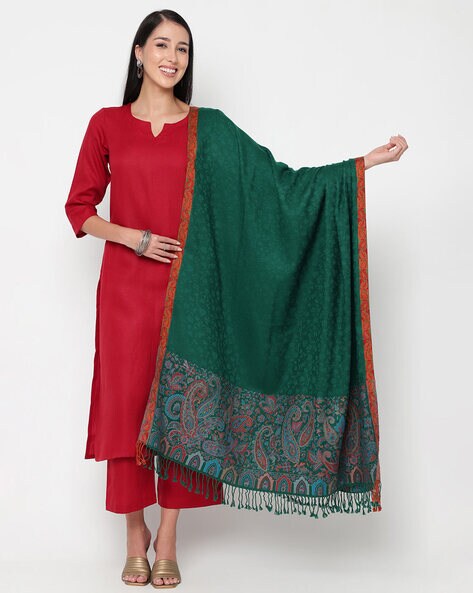 Paisley Pattern Shawl with Fringed Hems Price in India