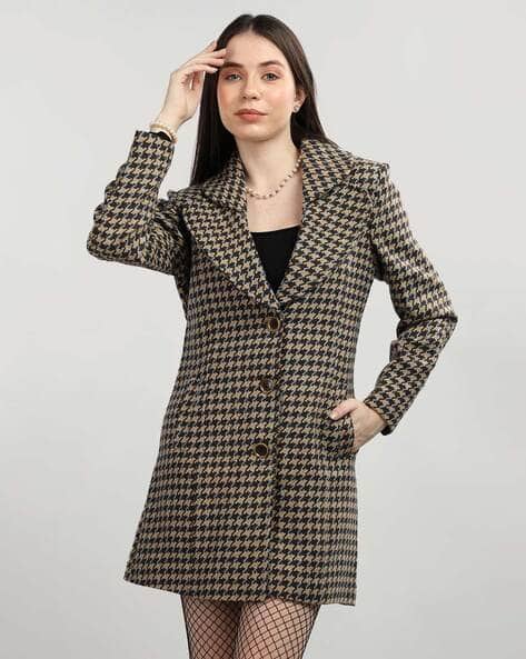 Blazer Brown Houndstooth Coat Womens RE/DONE Women's Brown Wool