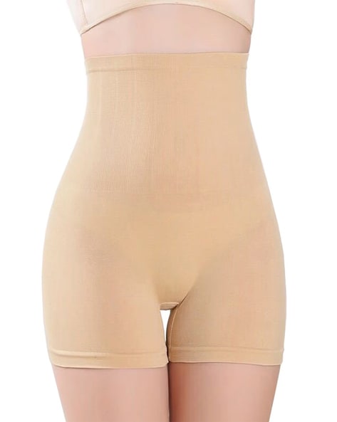 Women's Nylon Lycra Solid Shapewear Tummy & Thigh Shapewear (Cream)