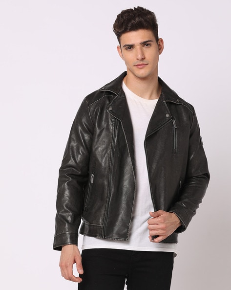 Crop Leather Motorcycle Jacket w/Zip Out & Side Lace #L201LK - Jamin Leather ®
