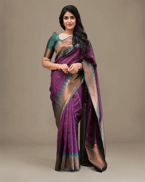 Buy PURPLE Sarees for Women by Indie Picks Online