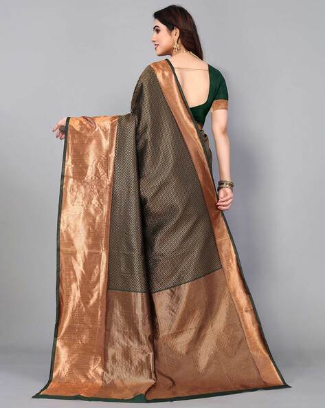 PURE SOFT SEMI-SILK SAREE WITH COPPER AND GOLDEN ZARI 21085N – Griiham