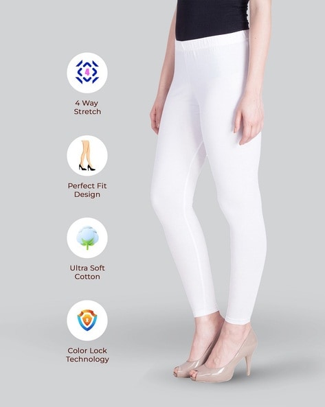 White ankle length leggings