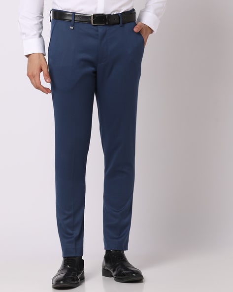 Buy Flat-Front Tapered Fit Trousers Online at Best Prices in India -  JioMart.