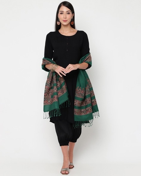 Women Wool Shawl with Tassels Price in India