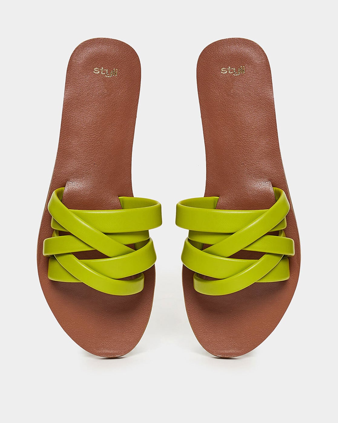 New Look plaited strappy flat sandal in lime green | ASOS