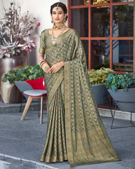 Grey Woven Art Silk Saree With Blouse - MARUTI - 2927100 | Silk sarees  online shopping, Art silk sarees, Silk sarees online