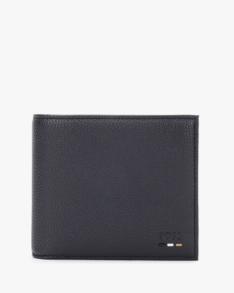 Buy BOSS Logo Lettering Structured Bi-fold Wallet, Black Color Men