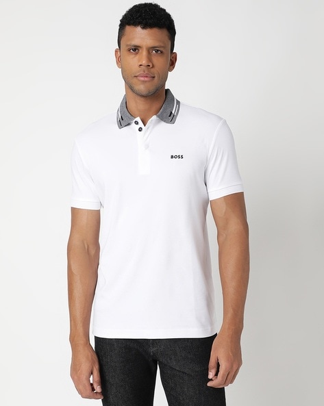 Buy BOSS Embroidered Logo Interlock-Cotton Polo T-Shirt