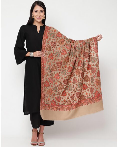 Floral Pattern Shawl with Fringed Hems Price in India
