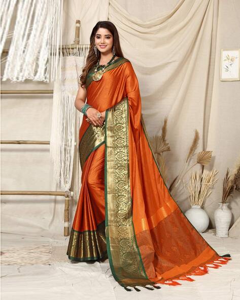 Buy online Rust Orange Plain Saree With Blouse from ethnic wear for Women  by Shaily for ₹479 at 80% off | 2024 Limeroad.com