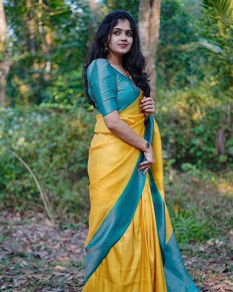 Buy Yellow Sarees for Women by Indie Picks Online