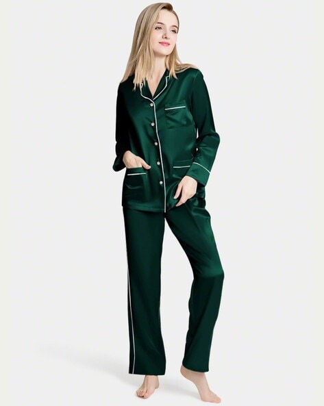 Emerald green 2024 satin pyjamas