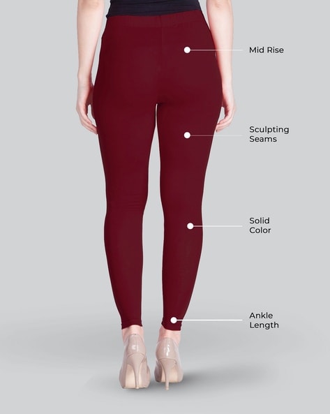 Buy Solid Ankle Length Leggings with Elasticated Waistband