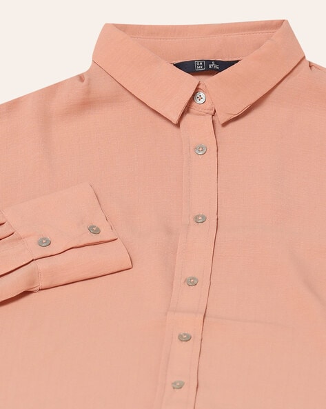 Boxy Fit Shirt with Spread Collar