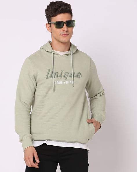 Typographic Embossed Slim Fit Hoodie