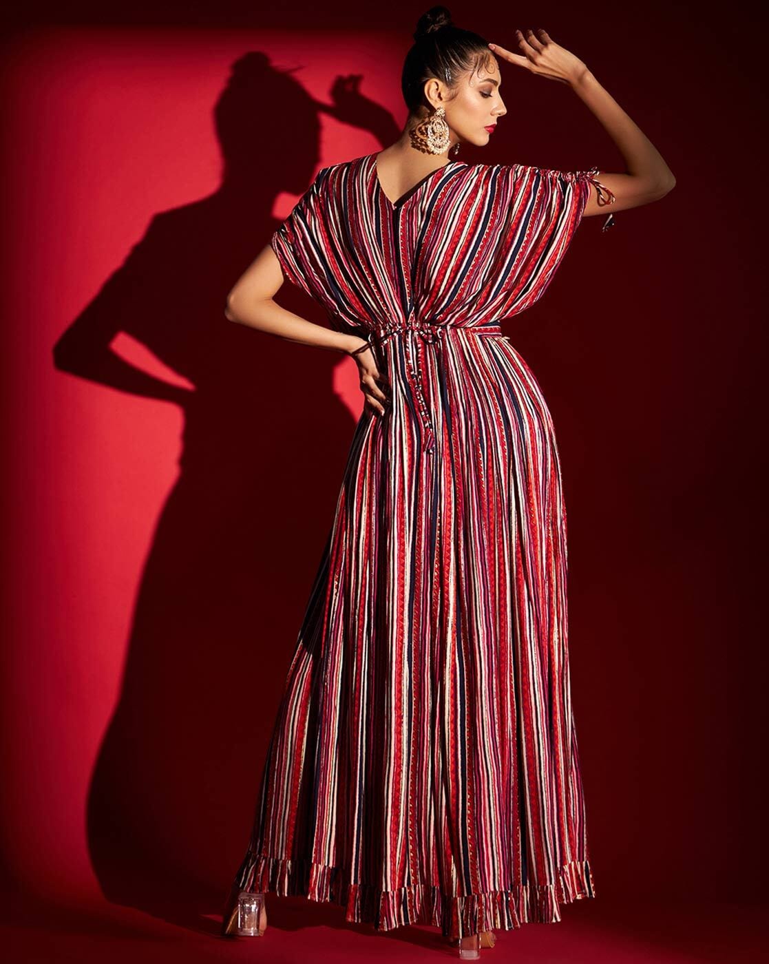 Carolina Herrera Striped Frilled-sleeve Gown | Lyst