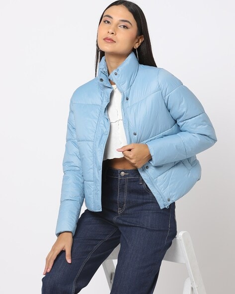 Women's Stylish Butter NS Sky Blue Winter Bomber Jacket (Lining Aster  inside) for girls and women, Party wear sky blue jacket, Casual wear girl's  Hoodie, Latest collection for women's, Retro Fall Quilted