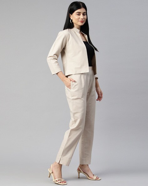  Beige Women's Blazer Suits Pant Suits for Women Dressy
