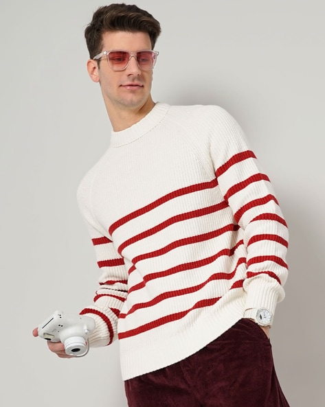 Red and white on sale striped turtleneck mens