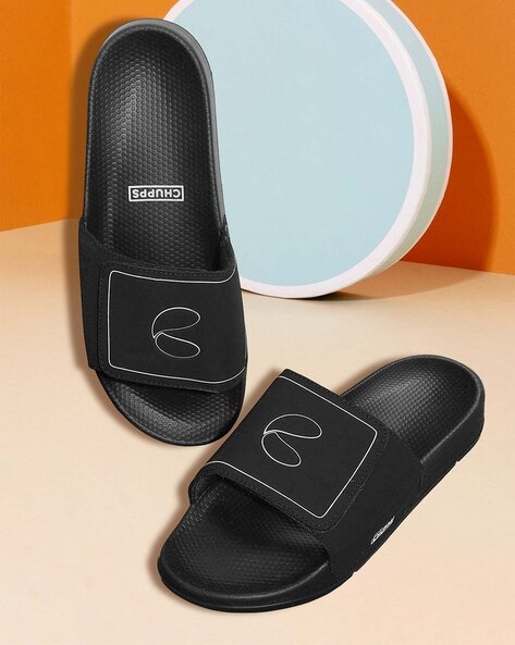 Graphic Printed Slides with Velcro Strap