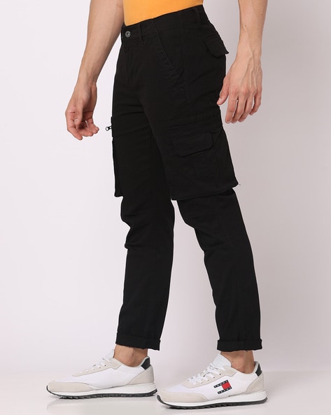 Mens black hot sale cargo trousers