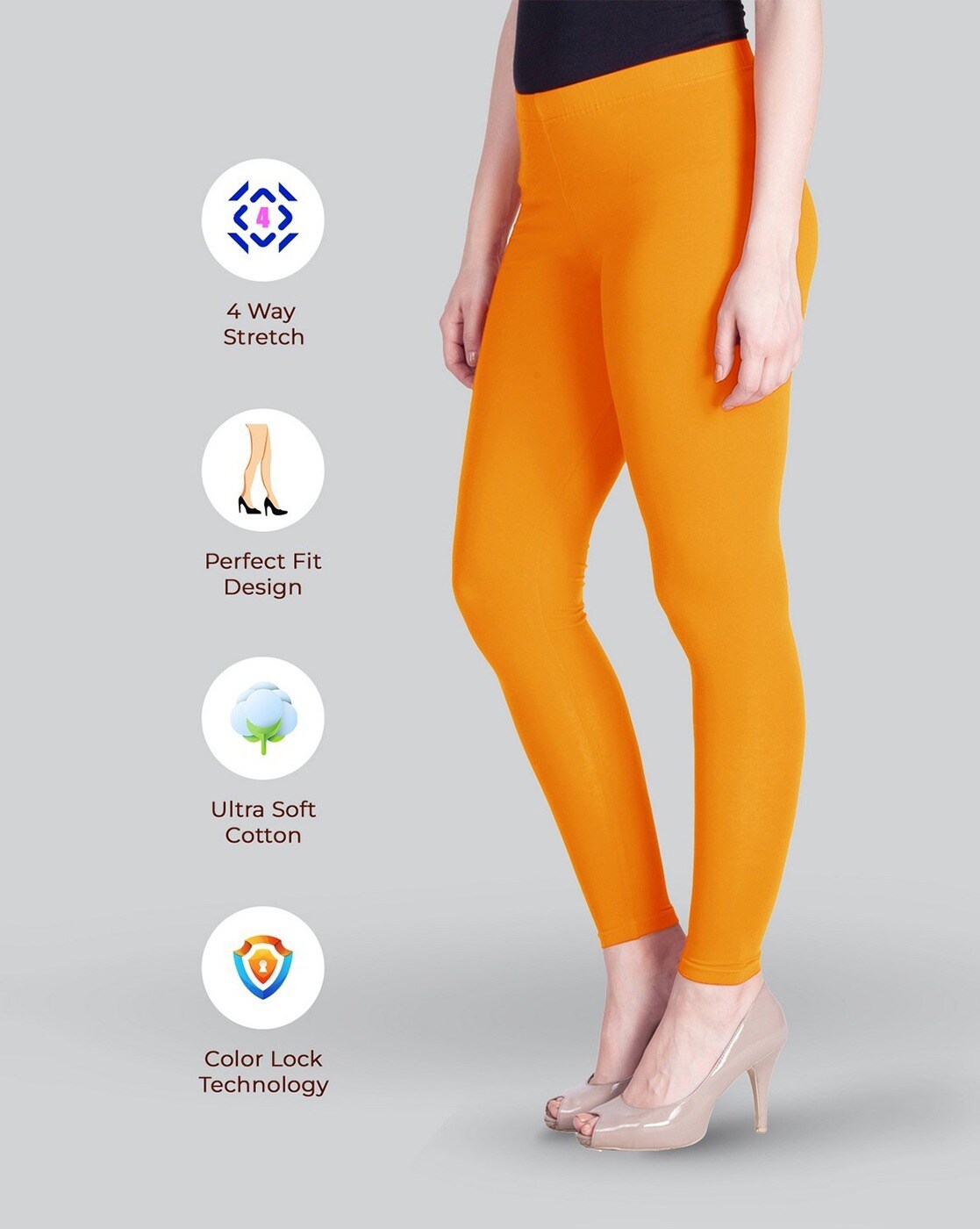 Buy Orange Leggings for Women by LYRA Online