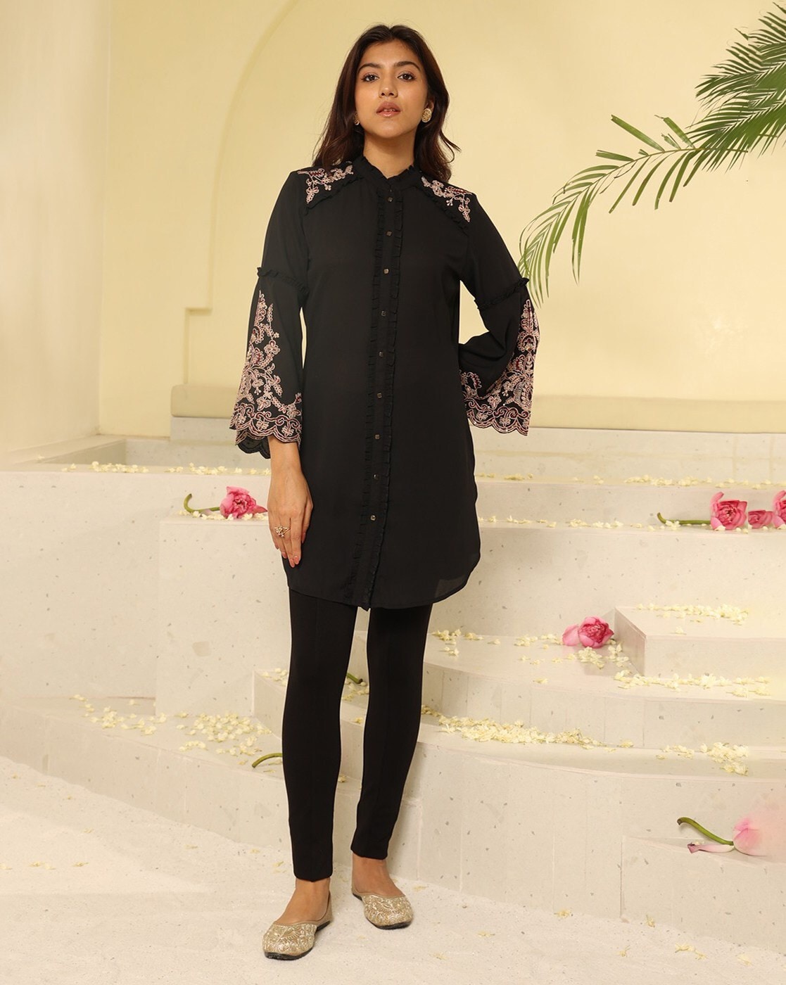 net samosa kurti kurtis women black fabric under 200 fancy very stylish  look fashionable garments women's
