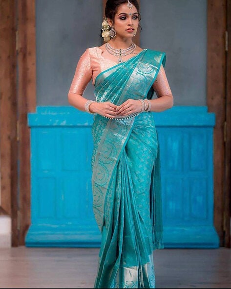 Baby Blue Kanjivaram Saree