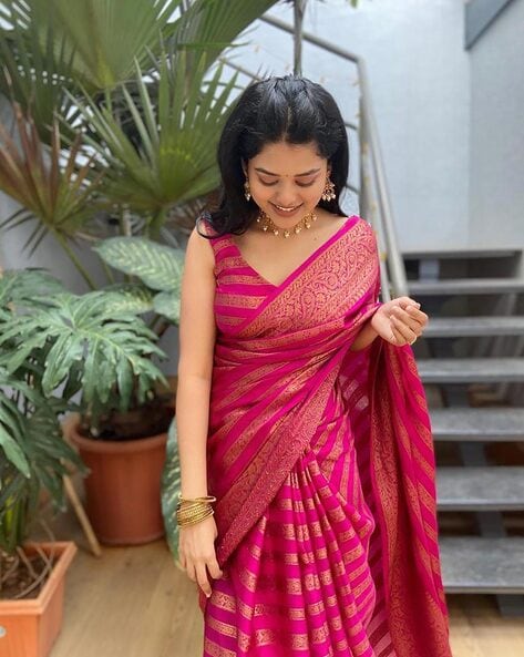 Pink and Majenta - Banarasi Silk - Sarees: Shop online Sarees