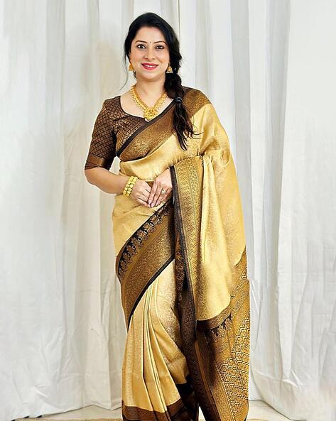 Beige Red Banarasi Silk Sarees Get Extra 10% Discount on All Prepaid T –  Dailybuyys