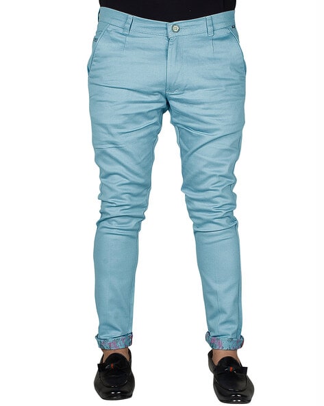 Blue navy Chino trousers in single-colour cotton - Buy Online | Terranova