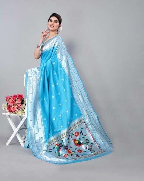 Kimora Esthetic Maya Blue Paithani Saree – Kimora Fashion Pvt Ltd