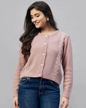 Round-Neck Cardigan with Full Sleeves-image-35