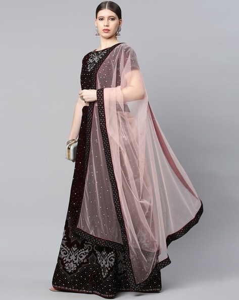 panchhi Burgundy & Silver Embroidered Semi-Stitched Lehenga & Unstitched  Blouse & Dupatta Price in India, Full Specifications & Offers | DTashion.com