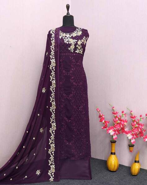 Buy Purple Dress Material for Women by MANVAA Online | Ajio.com
