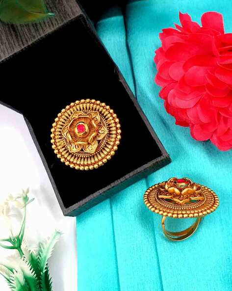 Women Red Floral Gold Plated Ring at Rs 492 | सोने का पानी चढ़ी हुई अंगूठी  - NOZ2TOZ, New Delhi | ID: 2850357661091