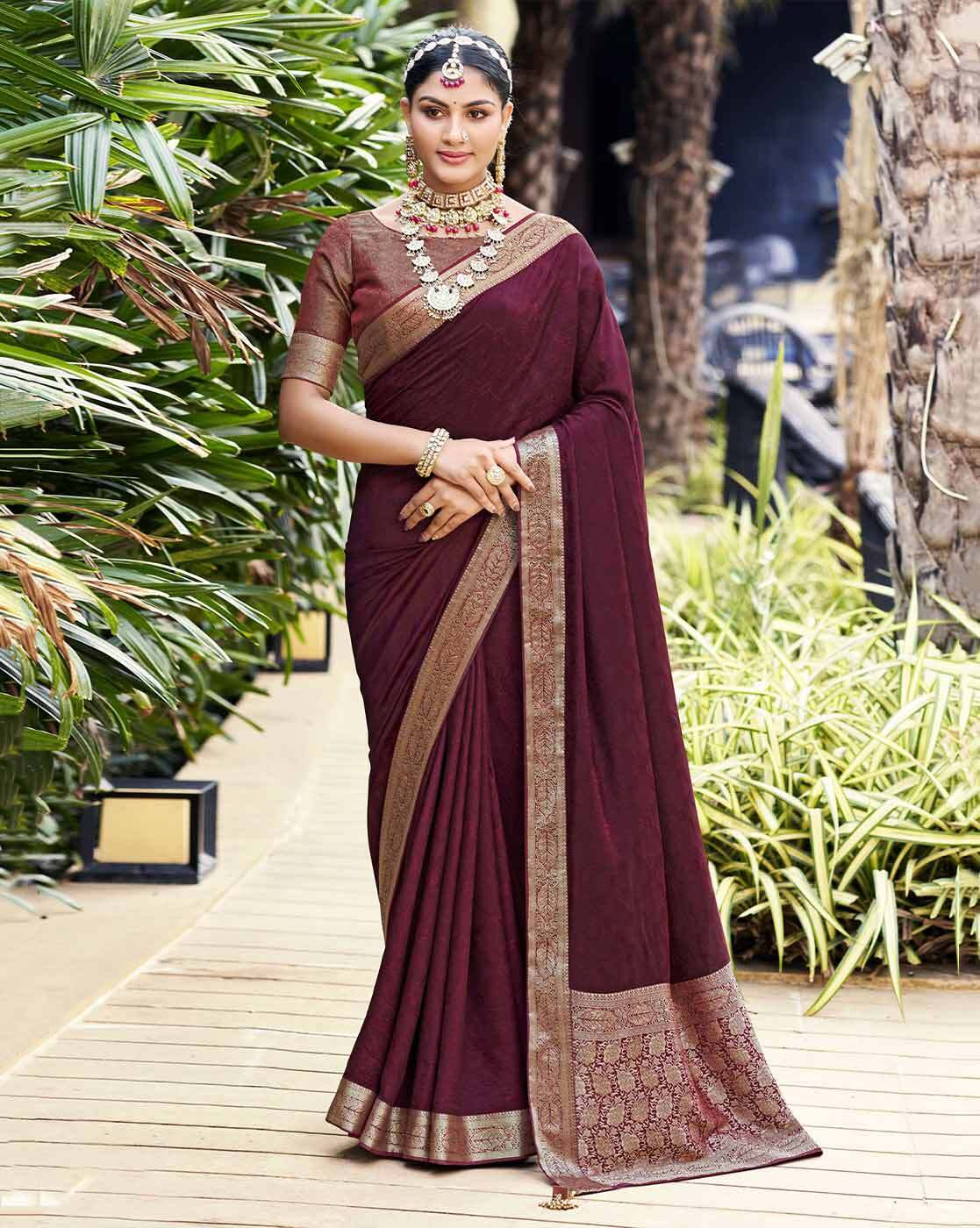 Plain Maroon Ultra Satin Saree, 5.5 M (separate Blouse Piece) at Rs  500/piece in Surat