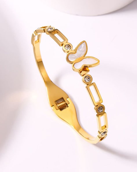 Get online Flower Design Bracelet Gold Crystal Charm Bracelet for Girls –  Lady India