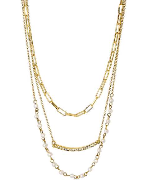 Helena Multi Row Mixed Chain Gold Plated Necklace | Oliver Bonas