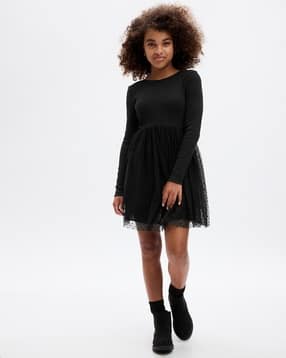 Round-Neck Fit & Flare Dress-image-41