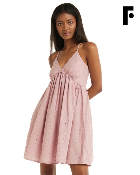 Light pink fit store and flare dress